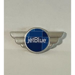 JetBlue Airways Junior Crew Silver Plastic Wings Stick-On Pin / Badge
